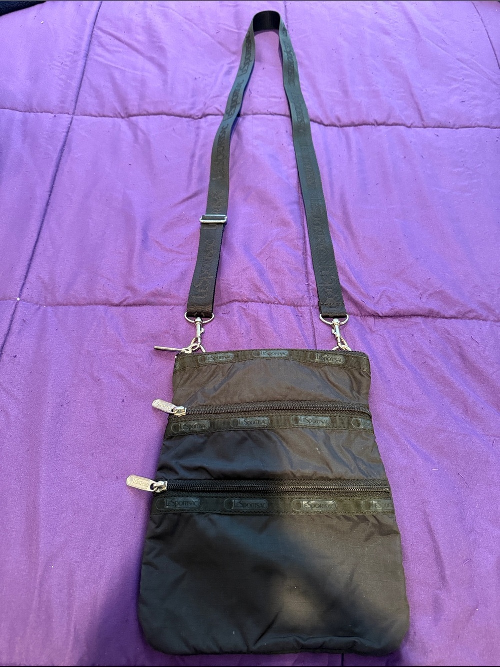Lesportsac Black Nylon Crossbody Organizer with Adjustable Strap